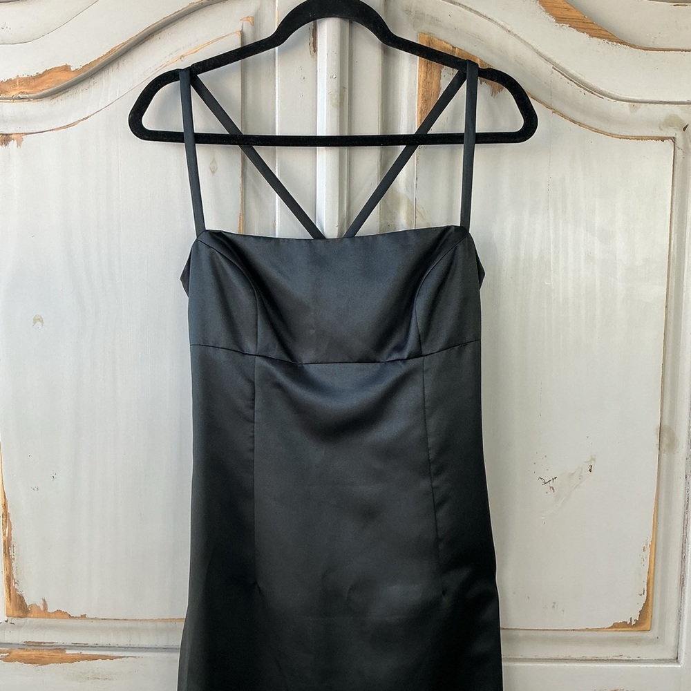 Vintage Nicole Miller New York City Black Satin Formal Gown Y2K Revival - Picture 4 of 8
